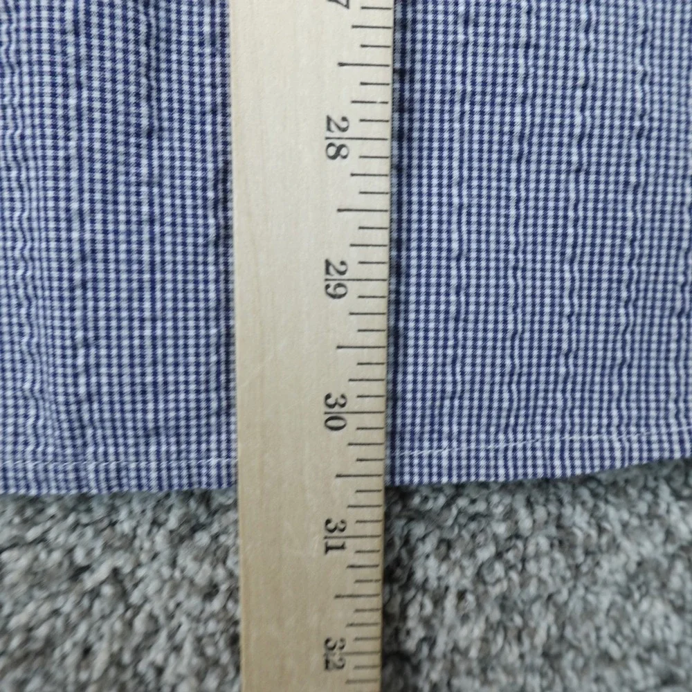 Banana Republic Shirt Mens XL Blue Micro Gingham Check Seersucker Button Up Top